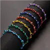 Beaded Fashion Rainbow Crystal Beads Evil Blue Eye Strands Bracelet For Couple Men Women Adjust Rope Luck Lgbt Friends Hand Braid Je Dhjfc