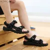 2022 Summer Men Sandals Shoes Magic Glue Open Toe Platform Beach Sandals Rome Footwear Light Black Boys 'Shoes Big Size 36-46 L230518