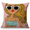 Cuscino Cute Girl Abstract Cartoon Art Decorazione Room Copridivano Fashion Little Woman Self-Portrait Throw Cojines