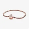 Pulseira de charme de ouro rosa 18K para Pandora Sparkling Crown O Snake Chain Bracelets designer de joias para mulheres, meninas, pulseira de festa com caixa original de fábrica por atacado