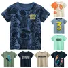 T-shirts Zomer Kinderkleding Leaf Brief Print Kinderkleding Jongens Korte Mouw T-shirt Katoenen Tops Tee Shirts Drop 230605