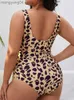 Roupa de banho feminina plus size XL-6XL sexy cintura alta biquíni uma peça maiô feminino 2022 roupa de banho leopardo maiôs maiô feminino t230606