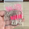 Hameçons de pêche 10 paires métal Jig Assist crochet rose Double fil plume acier à haute teneur en carbone mer lente Jigging Peche 230606