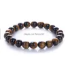 Perlé 8Mm Pierre Naturelle Brins Bracelet Cristal Améthyste Turquoise Oeil De Tigre Bracelets Pour Femmes Hommes Bijoux De Mode Volonté Et Sable Dh3Du