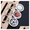 Nyckelringar Metal Rotertable Basketball Ring Sport Football Golf KeyChain Holders Bag hänger Fashion Jewelry Drop Delivery DHVVT