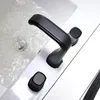 Banyo Lavabo muslukları Skowll Yaygın musluk 3 delikli makyaj modern banyo 2 sap lavabo HG-6763 Mat Siyah