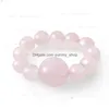 Anillos de banda Cuentas de piedra natural Cuerda elástica Hebra Ojo de tigre Cuarzo rosa Crytal Anillo de uñas para mujer Joyería de moda Entrega de gota Dhb48