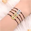 Charm Armbänder Armband Paar Freundschaft Kompass Anhänger Seil Kette Armreif Für Frauen Männer Glück Schmuck Drop Lieferung Dhalb