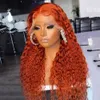 Long 40inch brésilien gingembre bouclé avant 13x4 Hd Lace Frontal Wig Percus de fermeture en dentelle synthétique en dentelle noire / rouge / blonde