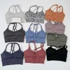 LU-055 Leopard Print Yoga Sports Bra Soft Stripe Tank Tops حزام رفيع الحزام