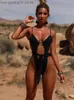 Kvinnors badkläder Fitshinling klippte ut en bit baddräkt badkläder backless strappy sexig het bikini set kvinnor bohemian smal baddräkt strand ny t230606