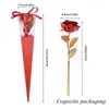 Dekorativa blommor Rose Flower 24k Folie Plated Gold Valentine's Day Gift Artificial Wedding Lover Decor