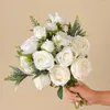 Decorative Flowers Artificial Silk Cloth Rose Bouquet Fake Flower Home Wedding Decoration Party Supplies Po Props Table Ornament