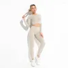 Aktiva uppsättningar 2/3/4st Yoga Kvinnors träningssymplösa Sempless Sportwear Gym Femmel Rib Activewear Set Fitness Sport Outfit Leggings For Woman