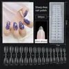False Nails 300Pcs Full Cover Sculpted Nail Tips Clear Short Round Square Almond Fake Extra Long Supplies Manicure