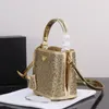 Designer draagtassen Nieuwe stijlvolle emmer tas Effen kleur Kristal Diamanten schoudertas Crossbody Tas Kristallen emmer tas Tote handtassen voor dames Clutch portemonnee tassen Dame 5 kleuren