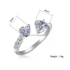 Pierścienie zespołu Regulowany pierścionek dla kobiet podwójne serce cyrkon 4 kolorowy otwarty palcem propozycja ślubna prezent moda biżuteria dostawa dhdwl