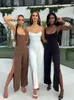 Monos para mujer Mamelucos Hugcitar Solid Slips Backless Vendaje Lace Up Sexy Bodycon Jumpsuit Summer Elegant Outfit Casual Party Romper Y2K Drop 230605