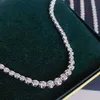 2023 Xinfly 18k Gold 3 Carats Natural Diamonds 16.5 Inch Choker Tennis Chain Necklace