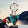 Autre décor à la maison gland plume turquoise carillons éoliens fenêtre tenture murale indien livraison goutte jardin Dhdct