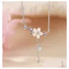 Pendanthalsband Sier Crystal Shell Cherry Blossoms Charm Halsband för kvinnliga choker krage party smycken droppleverans penna dhcz6