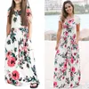 Familjmatchande kläder Mother Daughter Clothes Summer Bohemian Style Beach Dress Flower Print Mommy and Me Parent Child