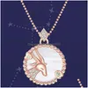 Naszyjniki wiszące 12 Znak Znak Naszyjka Horoskop Libra Crystal Wiselanty Charm Star Choker Astrology for Women Girl Fashion Jewelr dhreq
