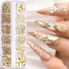 Nagelkonstdekorationer 920 st champagne strass för naglar guld bling smycken platt baksida blandade storlekar golddiamond ädelsten 230606