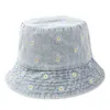 Breda Brim Hats 2023 Spring Cowboy Cartoon Flower Embroidery Bucket Fisherman Outdoor Travel Sun Hat Girls and Women 158 G230603