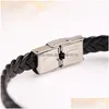 Charm Bracelets Stainless Steel Tag Braid Bracelet Weave Leather Wristband Bangle Cuff Fashion Jewelry 320305 Drop Delivery Dhe5K