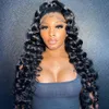 Loose Deep Wave Lace Front Haren Haarpruiken voor vrouwen Zwart 13x4 Frontale pruik transparant HD Glueless synthetisch voorgeplukt