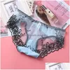 Women'S Panties Sexy Women Flower See Through Briefs Panty Low Rise Lingeries Woman Underwear Boxer Shorts Clothes Drop Delivery App Dhi2E