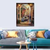 Handgjorda duk Art Rio Di San Polo Venice Floral Artwork Matsal med impressionistisk landskapsdekor