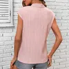 レディースポロス2023エレガントなテクスチャーファブリックピンクピンクブラウスレジャーファッションVネックシャツジャケットの袖なし