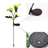 Flores decorativas 1 pçs luz solar rosa flor luz led para caminho ao ar livre jardim pátio quintal passarela iluminação de paisagem