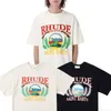 Skjortor Rhude Beach Chair T Shirt Solsken Vete Print High Street Vintage Cotton Men and Women Lose Short Sleeve T-shirt Top