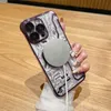 Mechanisch ontwerp Plating Magnetische achterkant voor iPhone 14 Pro Max 11Pro 13Pro 12Pro Max Warmte uitstralend Draadloos opladen Telefoonhoesje