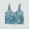 lu-27 Tie dyed Printed Yoga Align Tank Top with Padded Bra Sports U-shaped Beauty Back Shirt Tight Gym Fitness Women's Vest Underwear