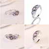 Cluster Rings Colorf Heart Diamond Ring Women Engagement Wedding Fashion Jewelry Gift Will And Sandy Drop Delivery Dhl2K
