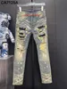 5A Designer Herren Jeans Hosen Tear High Street Fashion Marke Motorrad Stickerei Mode Hosen Hip Hop Malerei