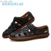 Mixidelai Summer Men Sandals 2023 레저 비치 남성 신발 고품질 진짜 가죽 샌들 남성용 샌들 큰 크기 39-47 L230518