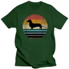 Herr t-skjortor retro vintage solnedgång doxie dachshund hundras silhuett t-shirt
