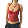 Tanks Camis 2023 New Women's Transparent Camisol Cotton Y2k Italian Pasta Lace Strap Backless Crop Top P230605