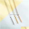 Pendant Necklaces Gold Color Fashion Womens Long Strip Necklace Stainless Steel Link Chain Jewelry Gift For Lady Girl Drop Delivery P Dhqtn