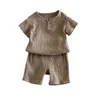 Clothing Sets Baby kids Girls Clothes BOY SET Summer Toddler boy Cotton T-shirtShorts Linen Children Clothing Outfits Suits For 1 To 8 Years 230605