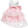 Flickaklänningar rosa prinsessklänning Europa Autumn Outfit 1-4 år Småbarn sommarröda flickor ärmlös Vestido OGF224459