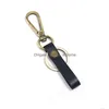 Key Rings Retro Bronze Leather Ring Bussiness Car Keychain Holders For Women Men Fashion Jewelry Gift Drop Delivery Dhm14