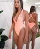 Maillots de bain pour femmes solide rose col en V coupe haute une pièce maillot de bain Sexy à lacets femmes Monokini 2022 nouvelles filles plage maillots de bain maillots de bain T230606