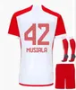 Kane de Ligt Gnabry Soccer Jerseys 23 24 Gravenberch Mazraoui Bayern Munich Sane Kimmich Coman Muller Davies Football Derts Men and Comple Kids Sets Kit 2023 2024