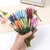 Flores decorativas 1 pacote buquê artificial de lavanda pe planta falsa para decoração de quarto de casa faça você mesmo material de vaso para decoração de parede de casamento